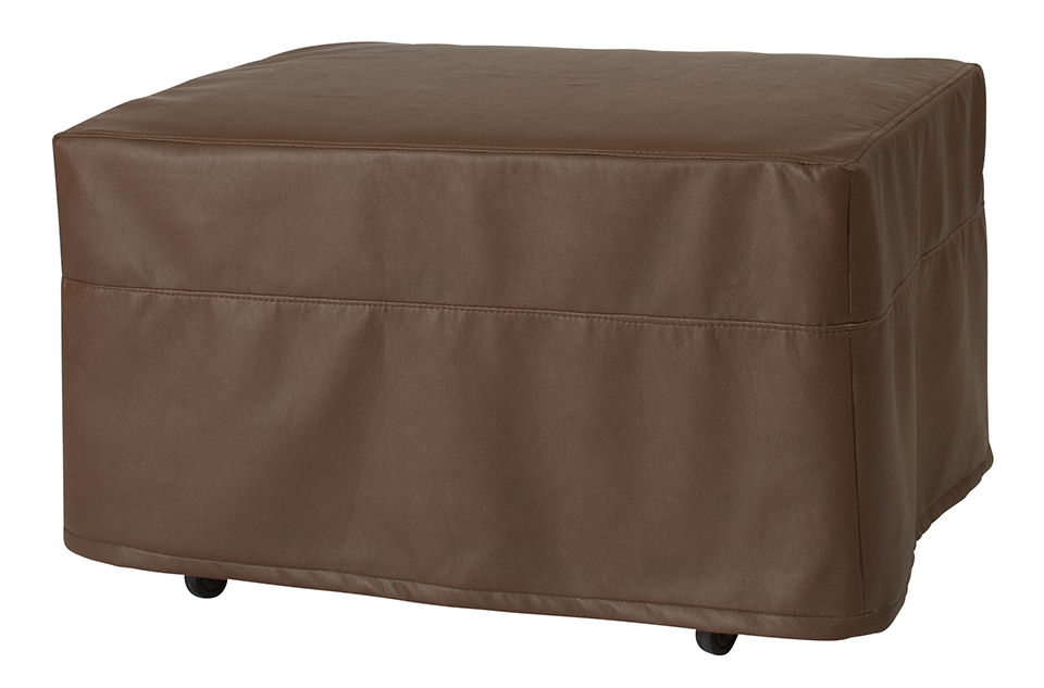 Ottoman With Brown Faux Leather, Faux Leather Ottoman Cover